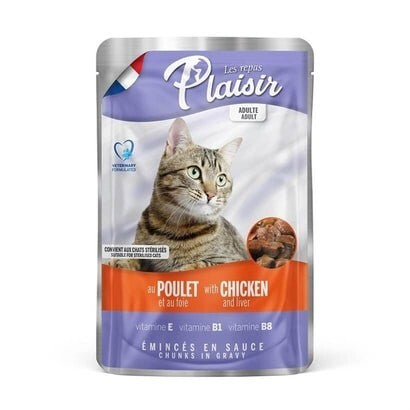 Plaisir Pouch Tavuklu Ve Ciğerli Yetişkin Kedi Konservesi 100 GR | SRC: Barcode: 3428460049501